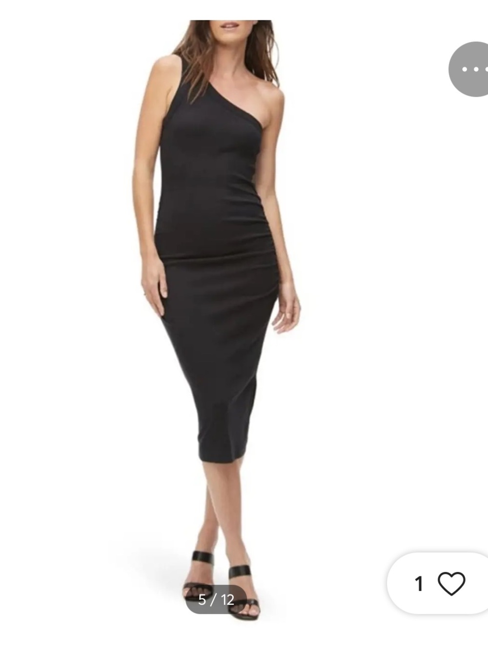 Michael Stars Black One-Shoulder Midi Dress
